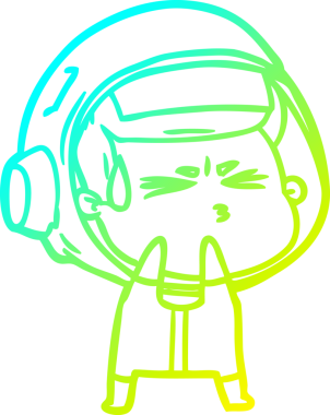 Bir insan tarafından çizilen soğuk gradyan çizgi çizimi stresli astronot