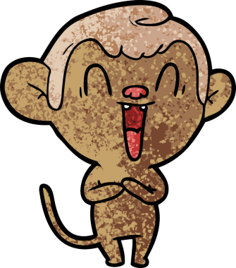 Bir insan tarafından çizilmiş gülen maymun çizgi filmi