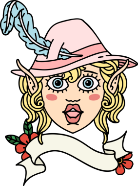 Retro Dövme Biçimi Elf karakter yüzü Bir insan tarafından çizilmiş