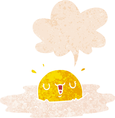 Bir insan tarafından çizilmiş grunge dertli retro tarzı konuşma baloncuklu çizgi film yumurtası