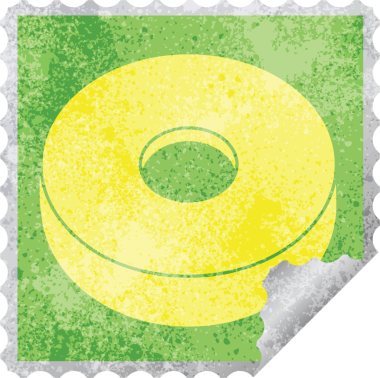 bir insan tarafından çizilmiş donut grafik vektör kare soyma etiketi