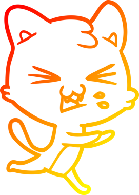 Bir insan tarafından çizilmiş çizgi film kedisinin sıcak çizgi çizimi