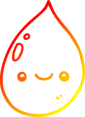 Bir insan tarafından çizilen çizgi film yağmur damlasının sıcak gradyan çizgisi