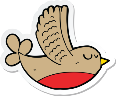 Bir insan tarafından çizilmiş çizgi film kuşunun çıkartması.