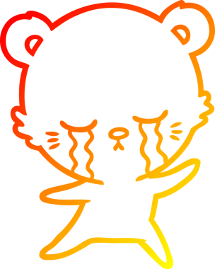 Bir insan tarafından çizilen ağlayan çizgi film ayısının sıcak çizgi çizgisi.