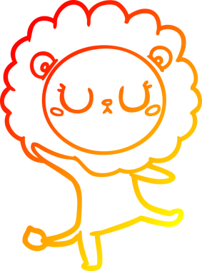 Bir insan tarafından çizilen çizgi film aslanının sıcak çizgi çizimi