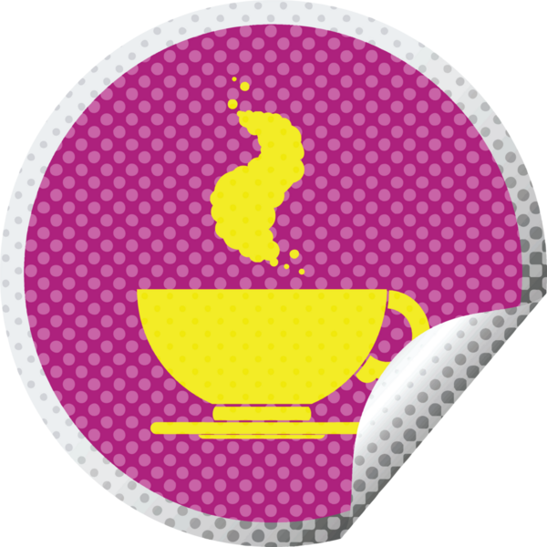 Bir insan tarafından çizilmiş bir fincan sıcak kahve yuvarlak kabuğu çıkartması.