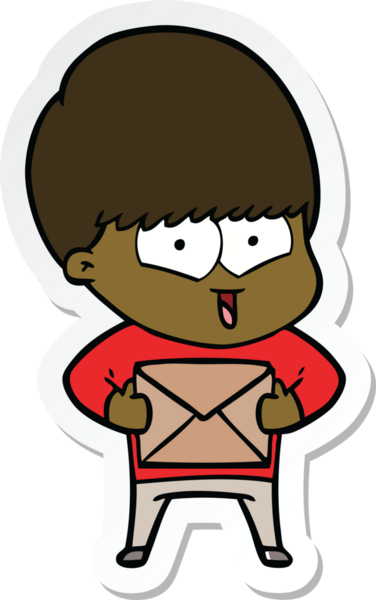 Bir insan tarafından çizilmiş mutlu bir çocuğun çıkartması.