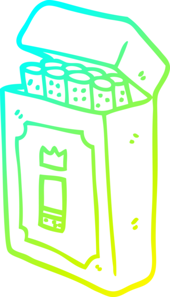 Bir insan tarafından çizilmiş bir paket sigaranın soğuk gradyan çizimi.