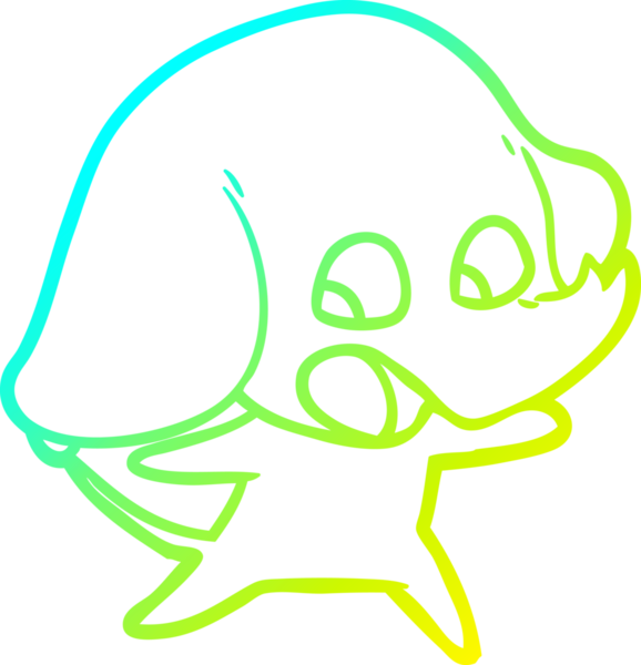 Bir insan tarafından çizilmiş şirin bir filin soğuk gradyan çizgisi