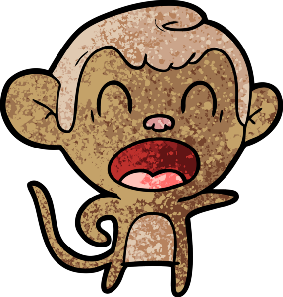 Bir insan tarafından çizilmiş bağıran çizgi maymun.