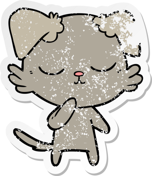 Bir insan tarafından çizilmiş şirin bir köpeğin sıkıntılı çıkartması.