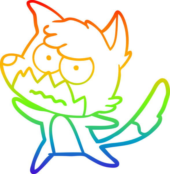 Gökkuşağı gradyan çizgi çizimi bir insan tarafından çizilmiş bir tilki