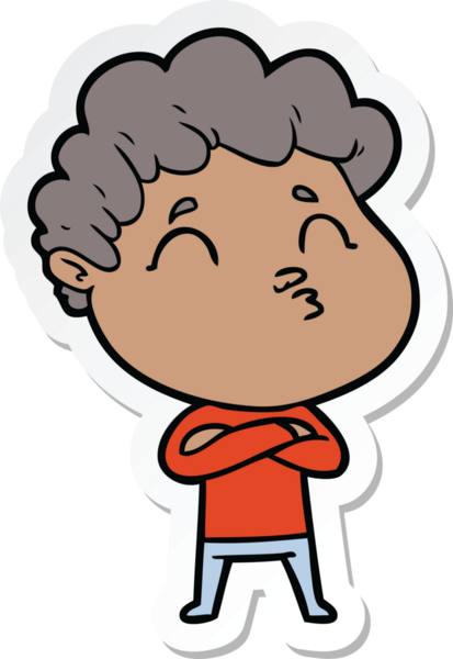 Bir insan tarafından çizilmiş karikatür adamın çıkartması.