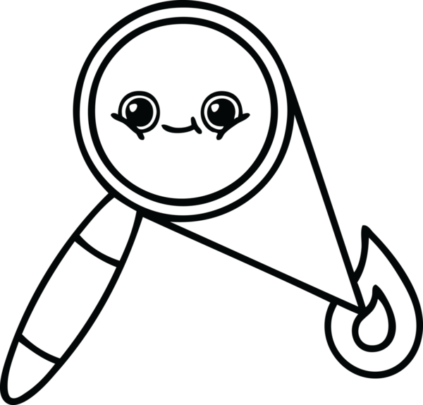 Bir insan tarafından çizilmiş bir büyüteç çizgi çizimi