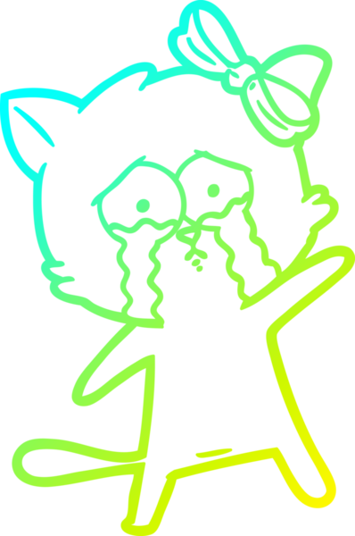 Bir insan tarafından çizilen çizgi film kedisinin soğuk gradyan çizgisi.