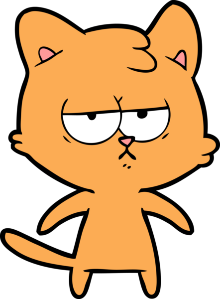 Bir insan tarafından çizilmiş sıkıcı çizgi film kedisi.