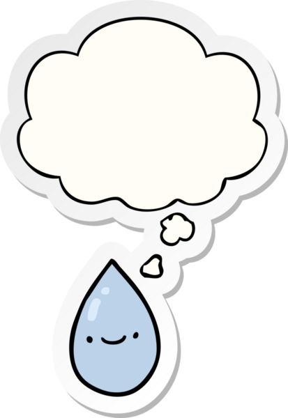 Düşünce baloncuklu karikatür yağmur damlası insan tarafından çizilmiş bir çıkartma.