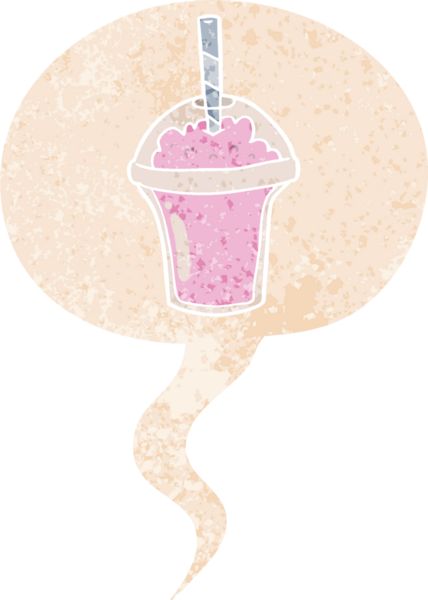 grunge içinde konuşma balonu ile çizgi film smoothie bir insan tarafından çizilmiş sıkıntılı retro desen tarzı