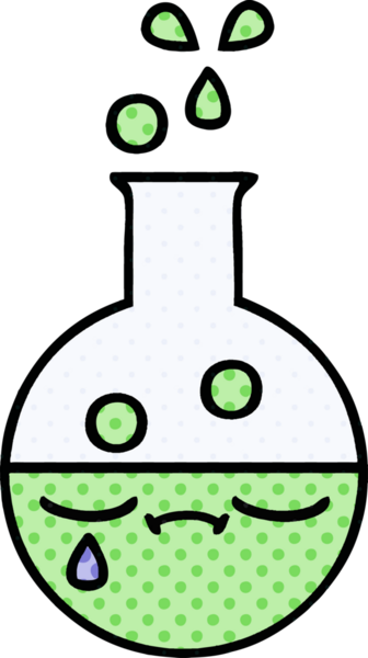 Bir insan tarafından çizilmiş bir test tüpünün çizgi romanı.