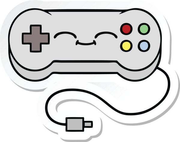 Bir insan tarafından çizilmiş şirin bir çizgi film oyun denetleyicisinin çıkartması