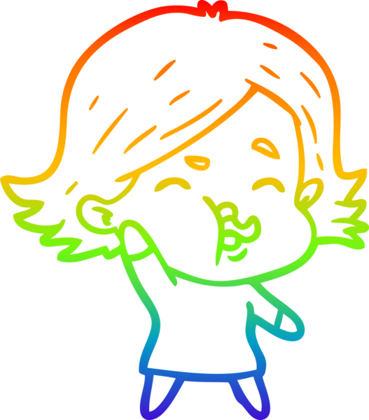 Gökkuşağı gradyan çizgi çizimi Bir insan tarafından çizilen bir kız karikatürü