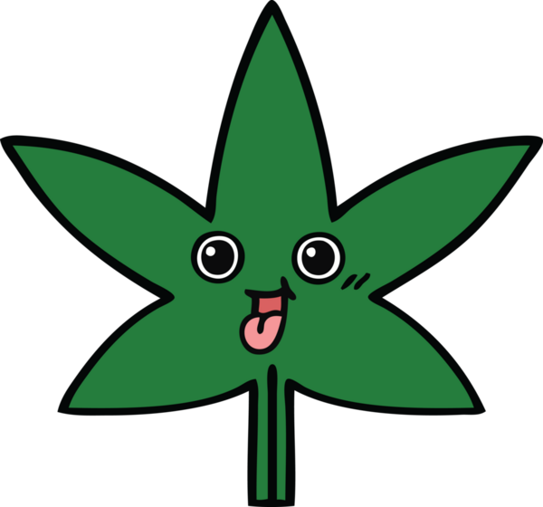 Bir insan tarafından çizilmiş marihuana yaprağı karikatürü.