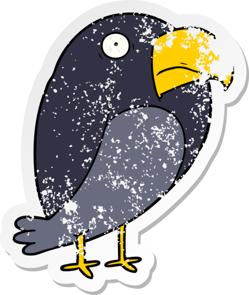 Bir insan tarafından çizilmiş karga çıkartması.