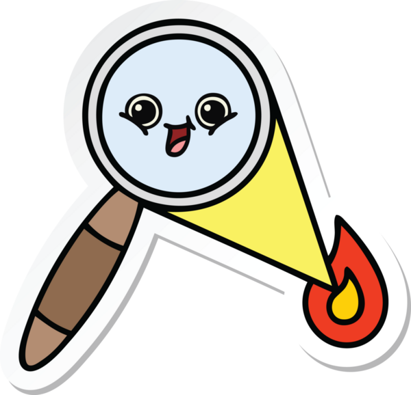 Bir insan tarafından çizilmiş şirin bir çizgi film büyütecinin çıkartması.