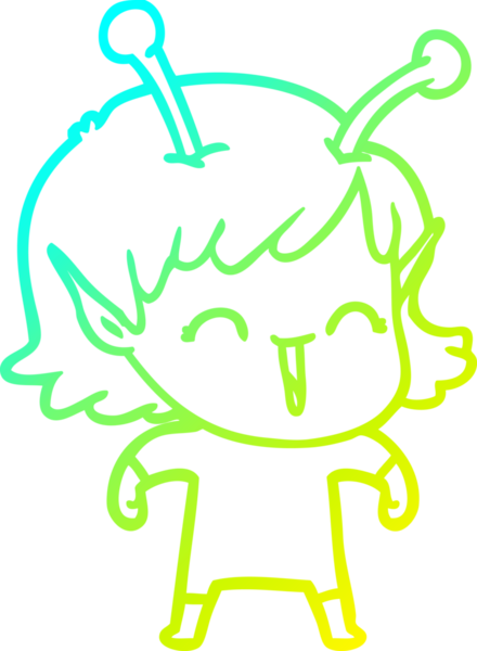 Soğuk gradyan çizgisi, bir insan tarafından çizilmiş gülen uzaylı bir kızın çizimi.