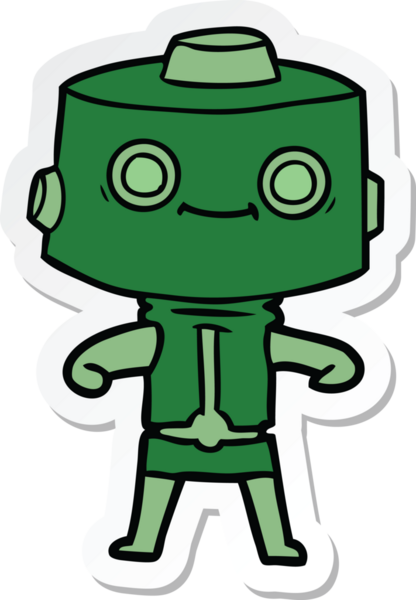 Bir insan tarafından çizilmiş robot karikatür çıkartması.