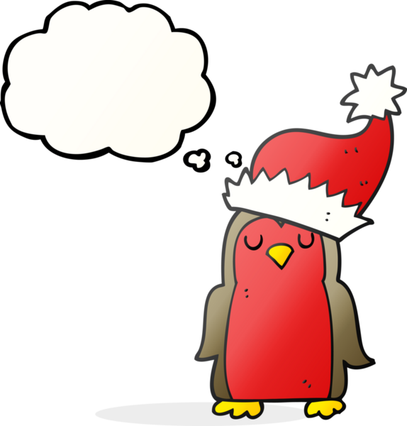 Bir insan tarafından çizilmiş serbest çizim balon karikatür noel robini.