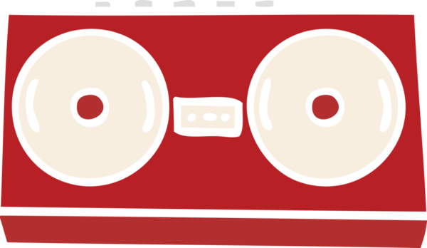 Bir insan tarafından çizilmiş düz renkli retro bir stereo.