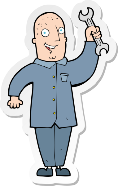 Bir insan tarafından çizilmiş karikatür teknisyeninin çıkartması.