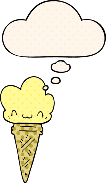 Bir insan tarafından çizilmiş, düşünce baloncuklu karikatür dondurması.