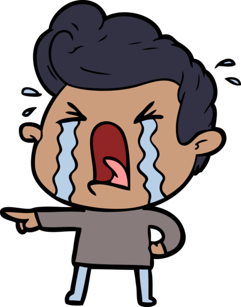 Bir insan tarafından çizilmiş ağlayan bir karikatür.