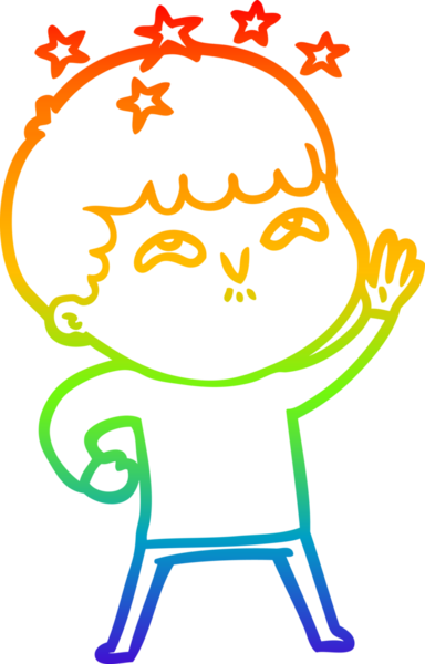 gökkuşağının gradyan çizimi bir çizgi film karakteri tarafından çizilmiş.