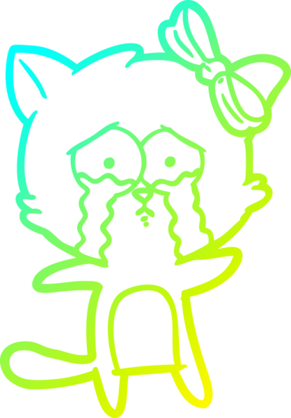 Bir insan tarafından çizilen çizgi film kedisinin soğuk gradyan çizgisi.