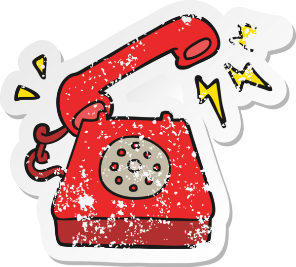 Bir insan tarafından çizilmiş telefon karikatürünün gerilimli retro yapıştırması