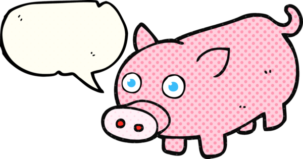 Bir insan tarafından çizilmiş serbest çizilmiş çizgi roman konuşma balonu domuz yavrusu.