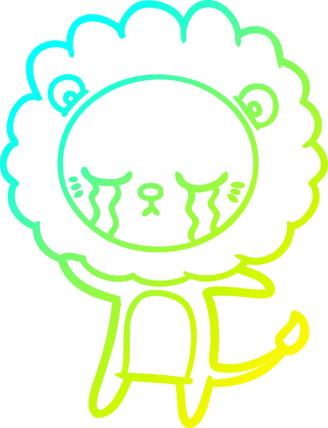 Bir insan tarafından çizilmiş ağlayan bir aslanın soğuk gradyan çizgisi.