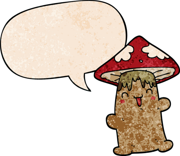 bir insan tarafından çizilmiş eski moda konuşma baloncuklu mantar karakteri.