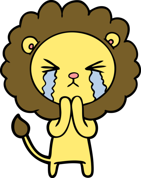 Bir insan tarafından çizilmiş ağlayan aslan çizgi filmi.