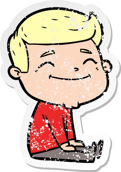 Bir insan tarafından çizilmiş mutlu bir çizgi film karakterinin sıkıntılı çıkartması.