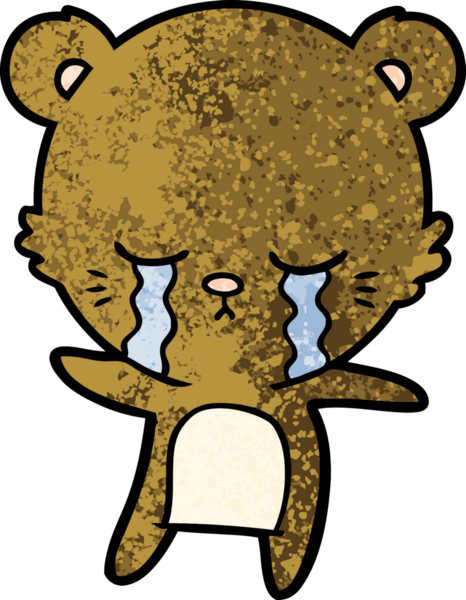 Bir insan tarafından çizilmiş ağlayan ayı karikatürü.