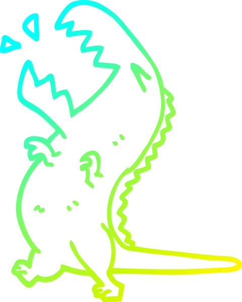 Bir insan tarafından çizilen kükreyen bir çizgi filmin soğuk gradyan çizimi