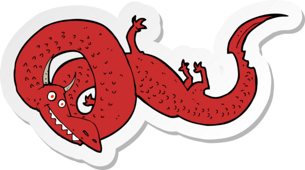 Bir insan tarafından çizilmiş Çin ejderhası çizgi filmi çıkartması.