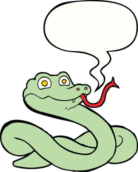 Bir insan tarafından çizilmiş konuşma balonlu çizgi film yılanı.