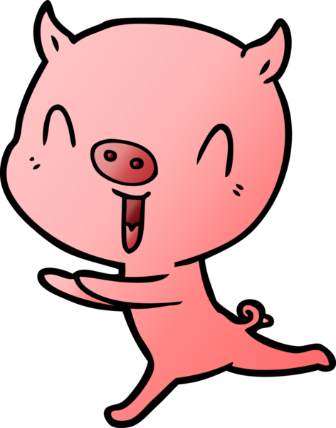 Bir insan tarafından çizilen mutlu domuz çizgi filmi.