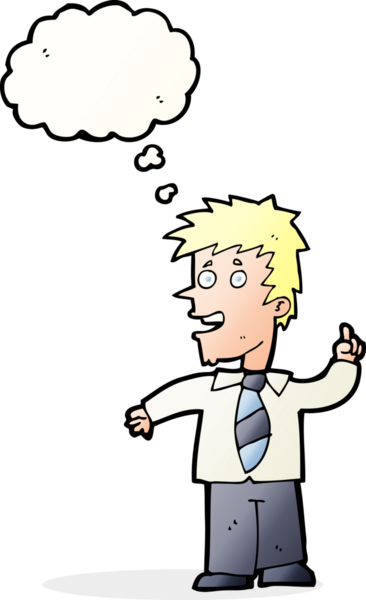 Bir insan tarafından çizilmiş düşünce baloncuğu fikri olan çizgi film adamı.